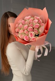 25 розовых роз Кения 40см в пленке 809897