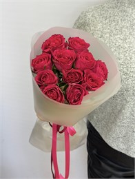 Малиновые розы Кения 40см в пленке (11шт) 505 в Коломне