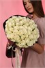 51 белая роза Кения 40см в черной PREMIUM упаковке 815
